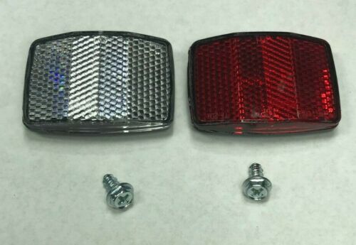 New Bicycle Safety Reflector Set Front Rear Red White Spare without Bracket - Afbeelding 1 van 2