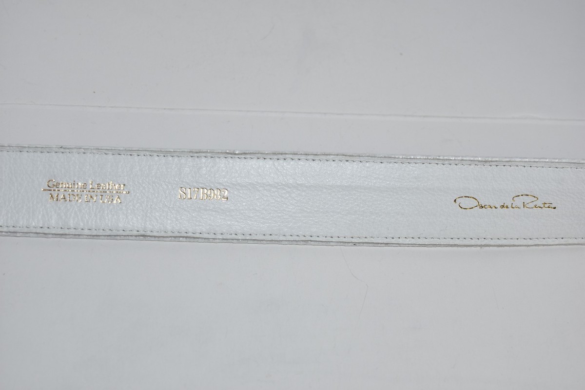 Oscar de la Renta white patent leather tapered belt S MA-White-Patent-Belt-4.jpg?v=  main image 4