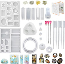 Resin Jewelry Making Kit with 16 Silicone Molds and 100 Eye Pins