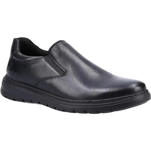 Hush Puppies Trent Mens Black Leather Slip On Casual Work Shoes Size 6 12