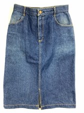 Vintage 80s CHERYL TIEGS Jeans Denim Midi Skirt Missy 14 28" Waist 