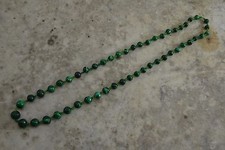 VINTAGE malachite graduated bead necklace strand green 25"