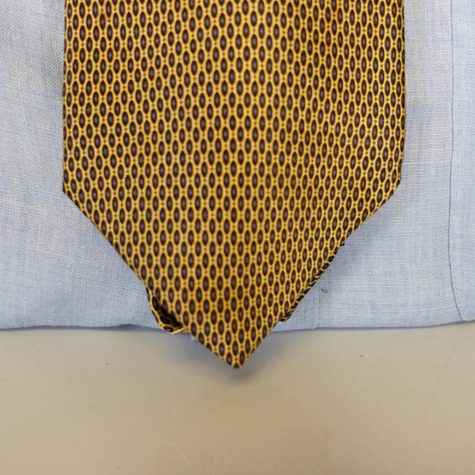 Foulard шелковый галстук мужской желтый микро пастилка широкий воротник повседневный DONA DONA Италии - Изображение 2 из 4