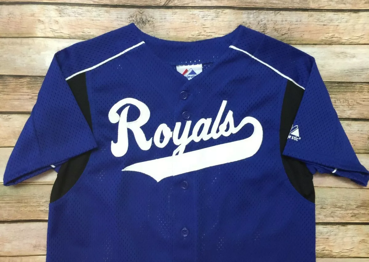 KC ROYALS JERSEY Majestic Spring Training Mesh Sewn MLB Youth Large Womens  SMALL