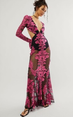For Love and Lemons Temecula Cut Out Embroidered Lace Maxi Dress L | eBay