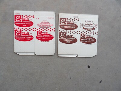 Pair of Vintage 1960's EVEY'S Dairy Half Pint Paper Milk Bottles Altoona Pa 