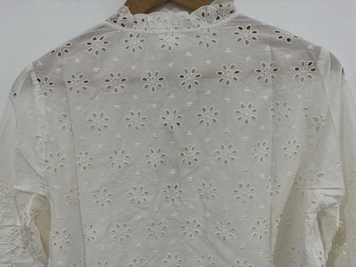Postie Cottage Core broderie anglaise blouse women size 10 white 3/4 Sleeve - Picture 7 of 12