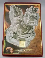 Lenox Holidays Yuletide Metal Serveware Snowman Chip And Dip Serving Platter