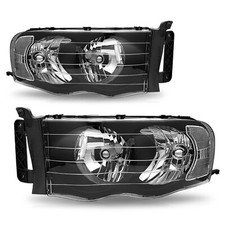 For 2002 2003 2004 2005 Dodge Ram 1500 2500 3500 Headlight Black Clear Headlamp