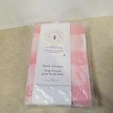 Burts Bees Baby Fitted Crib Sheets Jersey 28" X 52" HM28369-BLM-CB Pink/White