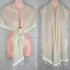 Faux Fur Plain Scarf Warm Soft Shawl Wrap Lace Crochet Knit Vintage Winter Lady 