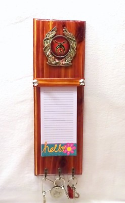 SHRINERS RED CEDAR WOOD KEY PLAQUE KEY HOLDER NOTE PAD