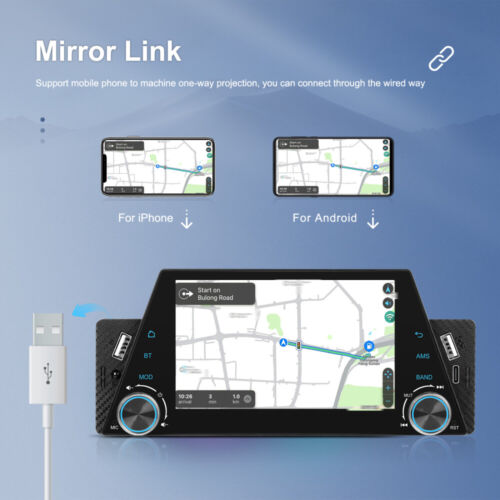 Single 1Din TouchScreen Car Stereo Radio MP5 Bluetooth For Apple/Android CarPlay - Picture 3 of 22