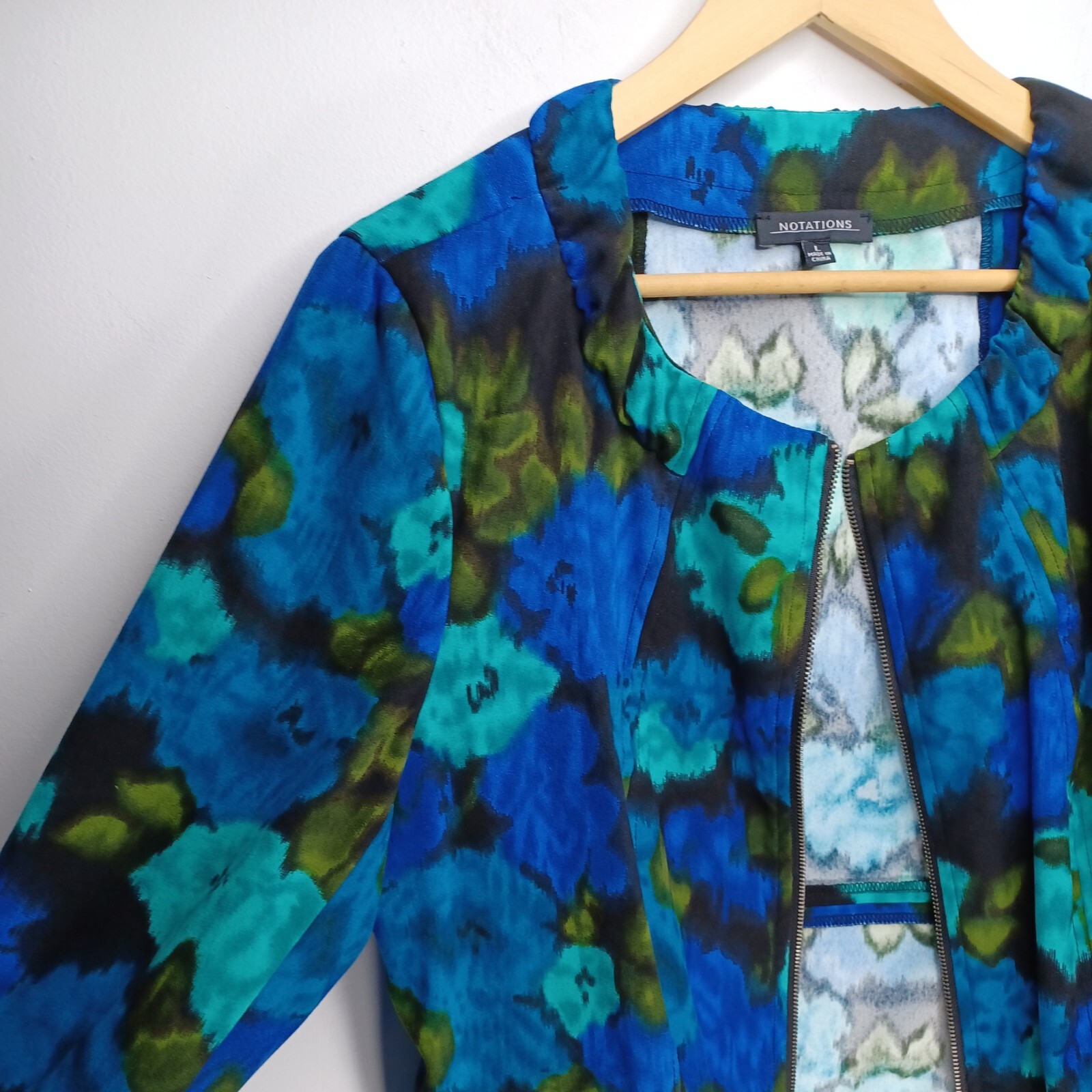Notations Abstract Bomber Jacket Blues Greens Wom… - image 11