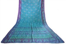 FNC Vintage Saree Indian Tarkus Woven Ikat Blend Silk Sari Craft Fabric 5YD
