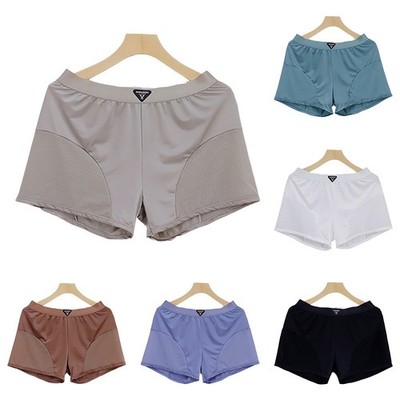 Men Loose Fit Ice Silk Satin Like Stretch Boxers Soft Comfortable Sleep Trunks