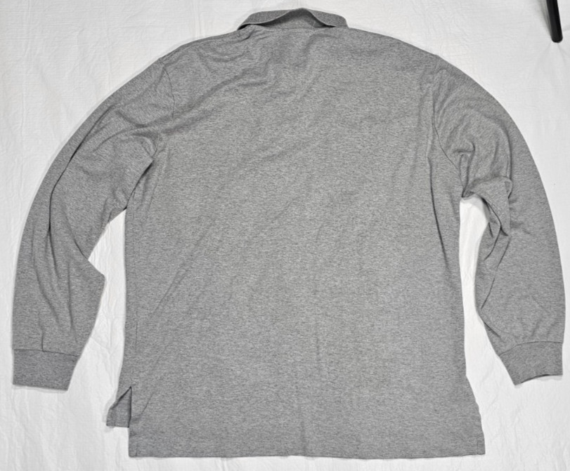 Vintage Polo Ralph Lauren Long Sleeve Polo Shirt Grey Cotton Men's Size L thumbnail 4