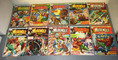 Lot of 28 Marvel Werewolf by Night & Giant Size Lot Vintage Horror
