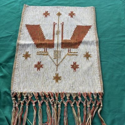 Eva Nemeth Scandinavian Vintage hand woven Wall Tapestry 1970s Birds 19x 24  