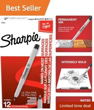 12 Count Ultra Fine Tip Permanent Markers - Quick Drying, Fade Resistant Black