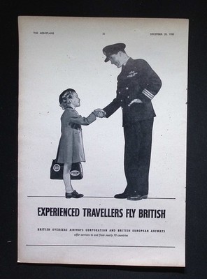Original 1950 Reklame British Airways Erfahrene Reisende Luftfahrt