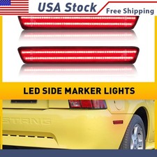 For 1999-2004 Ford Mustang Smoked Lens LED Bumper Rear Side Marker Lights Red XH