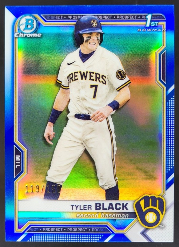 2021 Bowman Draft Tyler Black Chrome Blue Refractor /150 1st Prospect Brewers BS