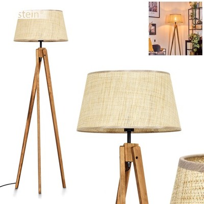 HOFSTEIN Reggio Stehlampe aus Holz/Papiergeflecht Naturfarben/Beige Stehleuchte