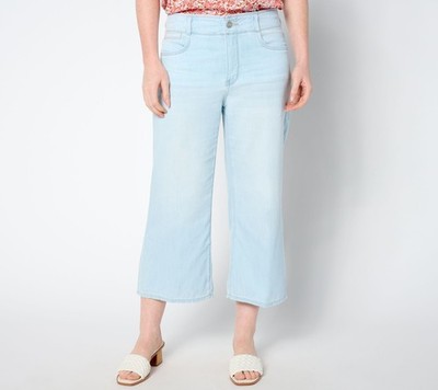 NYDJ Women's Pants Sz 4 High Rise Brigitte Wide Leg Capri Blue A654469