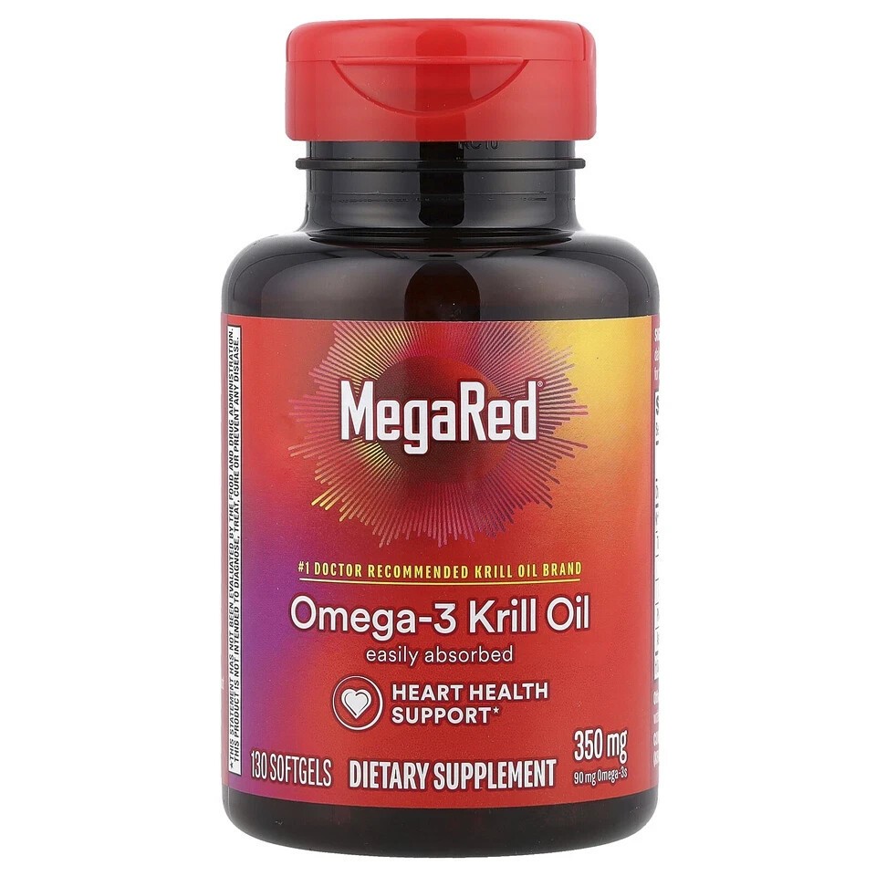 MegaRed - Omega-3 Krill Oil 350mg Heart Health Support Supplement 130 Softgels