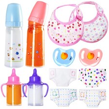 12PCS Baby Doll Accessories Set Pretend Play Feeding Toys Include Milk Juice