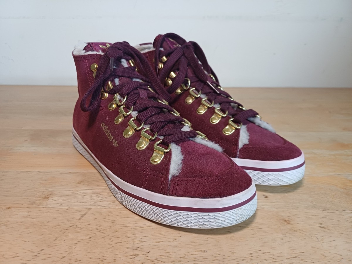 Adidas Originals Honey Hook Womens Fleece Lined Burgundy Trainers