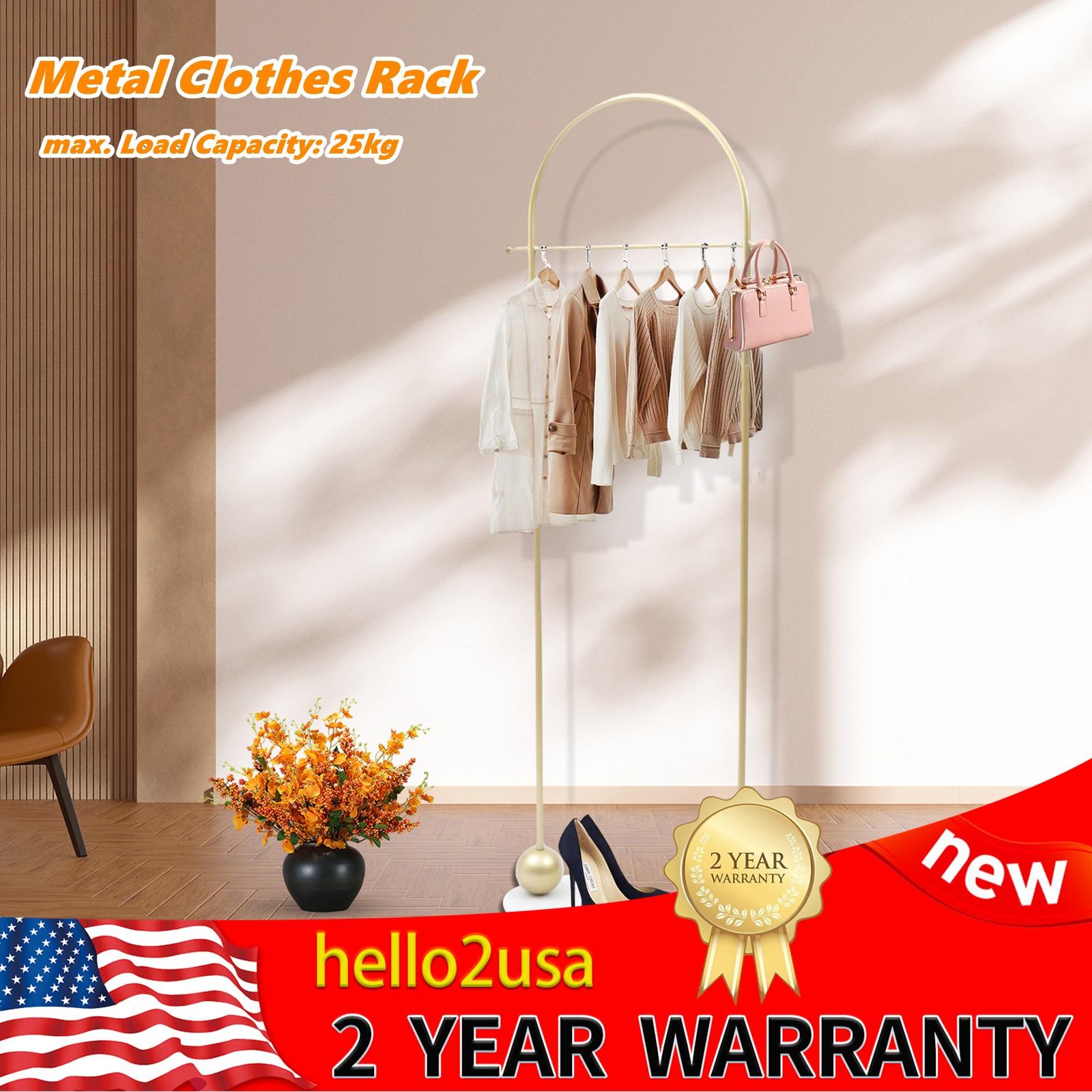 Gold Heavy Duty Portable Clothing Rack Modern Small Clothes Rack-image