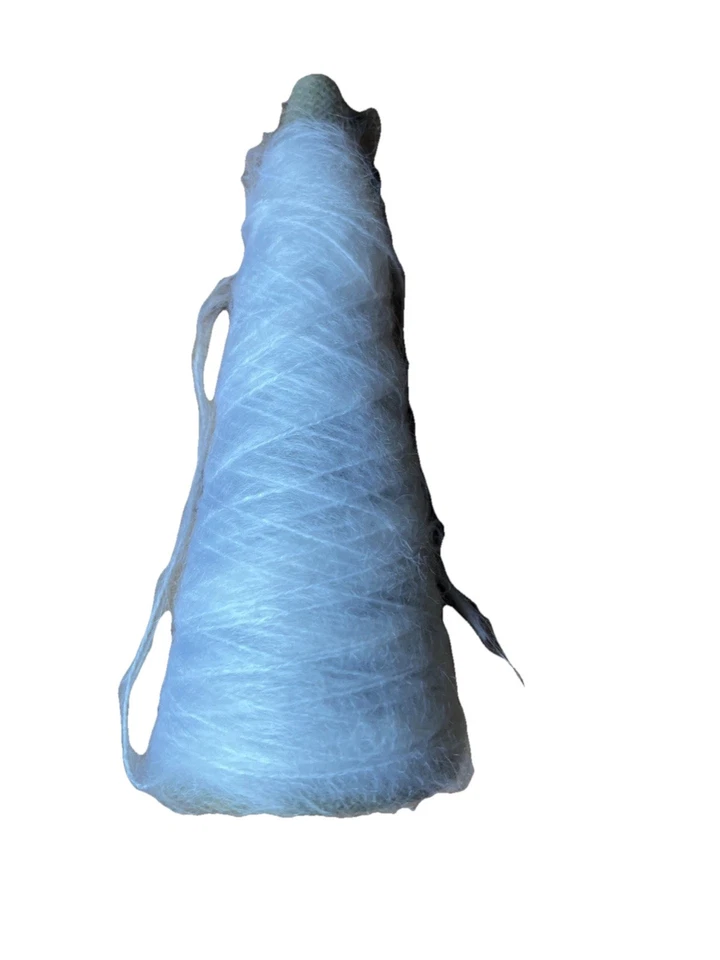 Lot 3 Spool Cones Mohair Wool Blend Yarns Unbranded—white, cream, yellow - Image 4 of 4