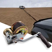 600lb Hand Winch with Strap for ATV/Jet/Ski/Trailer Small Winch Cable Crank QME