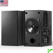 30W X 2 Powered Bookshelf Speakers - 3.5-RCA Input for Turntable, TV, PC, Record