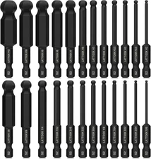 Ball End Hex Head Allen Wrench Drill Bit Set (24PCS Metric & SAE),  1/4" Quick R