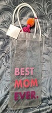 Vinyl Wine Tote Gift Bag w/Tassel "Best Mom Ever"