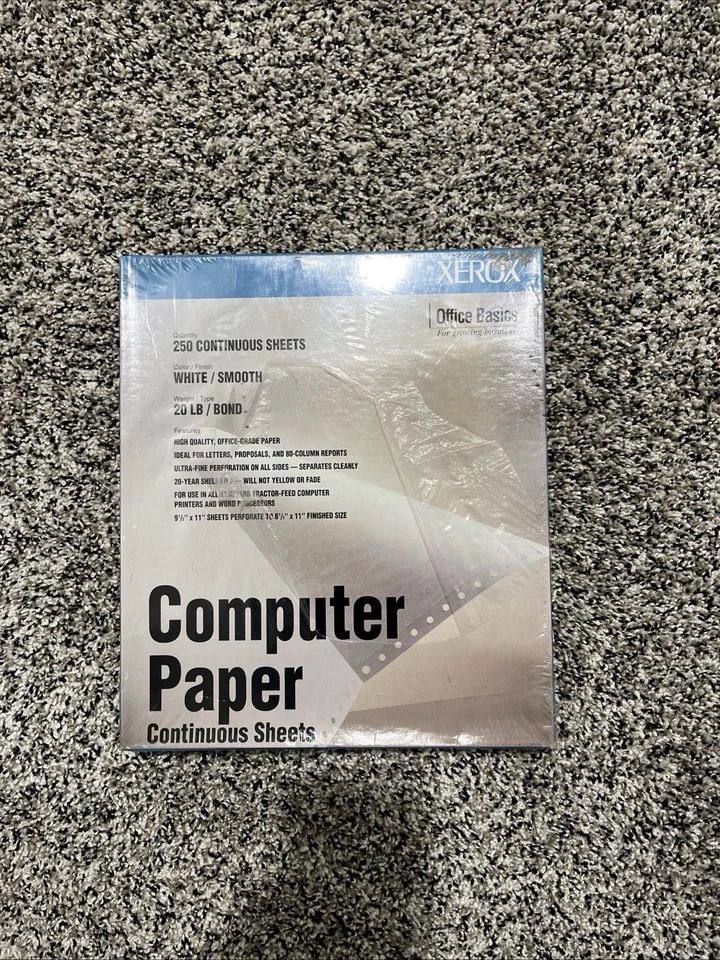 NIB XEROX  Continuous Feed Computer Paper 20lb 8.5x11 margins removed 250 sheets - Image 4 of 4
