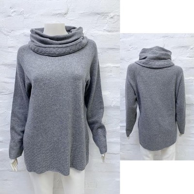 Women Peter Hahn sweater grey cashmere 40/L/48 #C8Z2