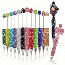 12 PCS Glitter Beadable Pens Full Rhinestone Fancy Pens For Women Gift
