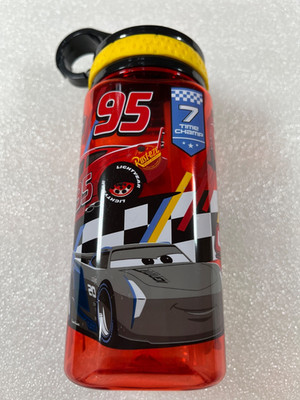 Lightning Mcqueen Cars  Water Bottle Built-In Straw 16 oz Disney store Pixar New