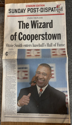 2002 St. Louis Dispatch Stadium Edition - Ozzie Smith HOF Cooperstown Induction