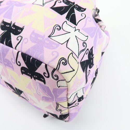 MIU MIU Logo Canvas CANAPA CATS Drawstring Pouch Bag Purple 5RM014 Auth Used F/S - Picture 9 of 18