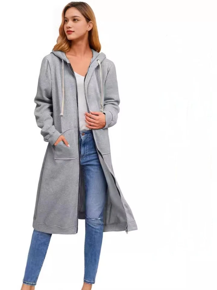 Autumn and Winter Hoodies for Women Casual Full Zip Up Hoodie Long Hoodies - Image 2 of 4