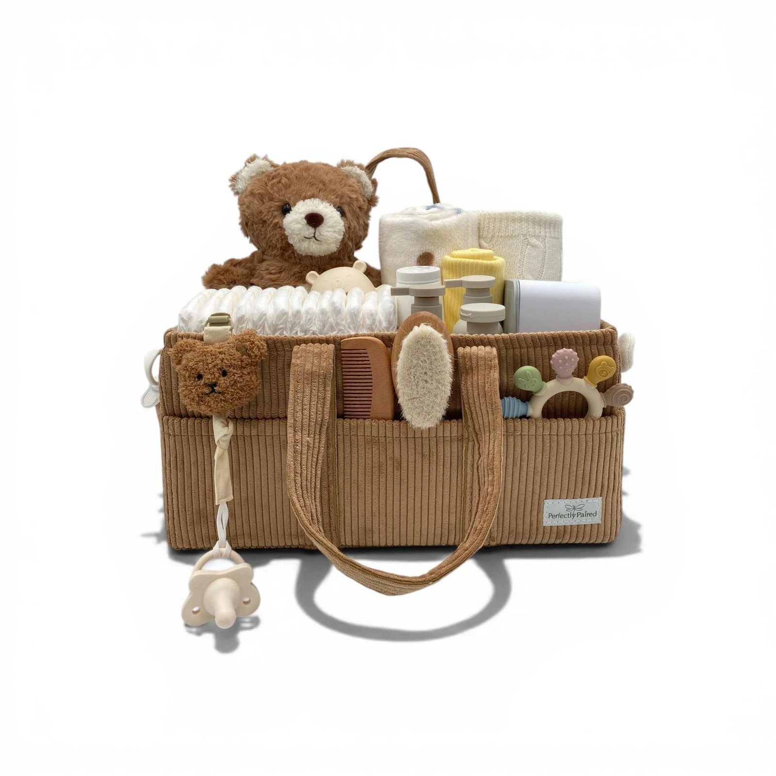 Baby Diaper Caddy, Pacifier Clip and Teether-Storage for Newborn Essentials, ...