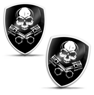 3D Silikon Aufkleber Totenkopf mit Kolben – Motorrad Auto Emblem Schild | KS 105 - Bild 1 von 4