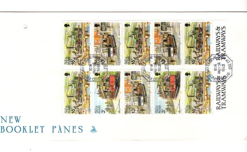1988 ISLE OF MAN - RAILWAYS & TRAMWAYS BOOKLET FDC FROM COLLECTION K39