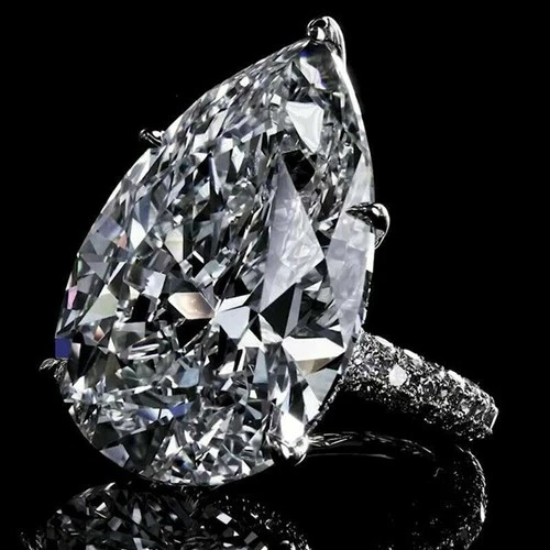 3Ct Pear LabCreated Diamond Solitaire Engagement Ring 14K White Gold Plated