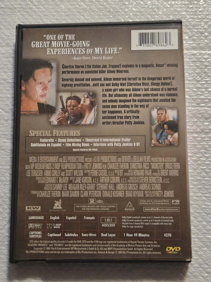 Monster (DVD, 2003) Charlize Theron, Christina Ricci, Bruce Dern - Image 2 of 3